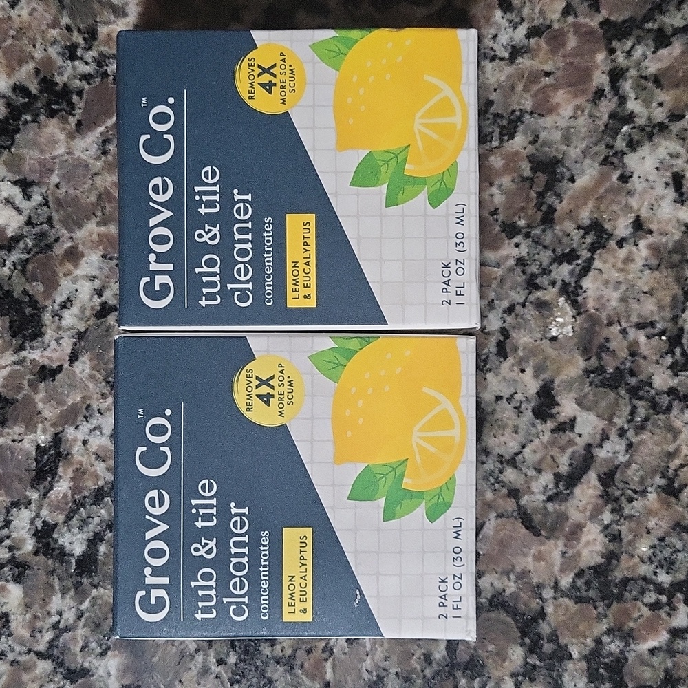 Grove Co. Tub & Tile Cleaning Concentrate - Lemon & eucalyptus- 2pk/2fl oz lot 2